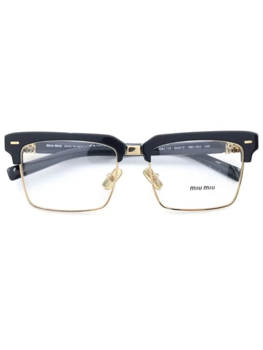 Miu Miu Logo Square Sunglasses Eyewear Black Gold
